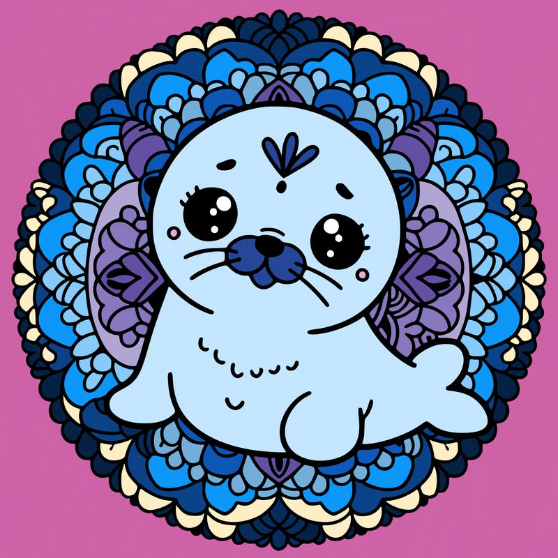 a cute baby seal mandala