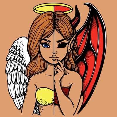 realistic angel half demon