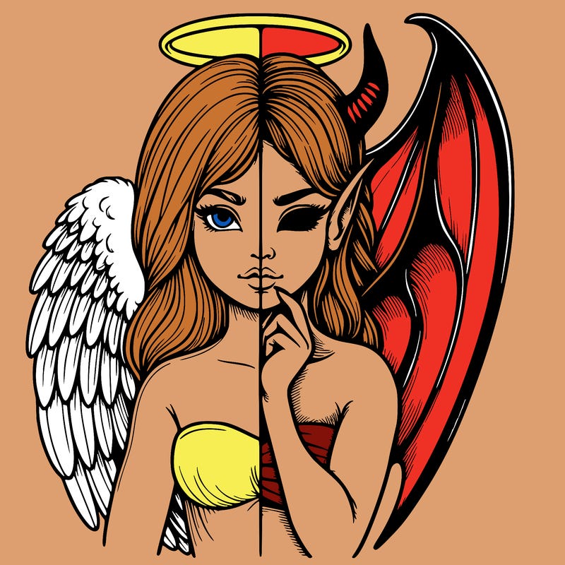 realistic angel half demon