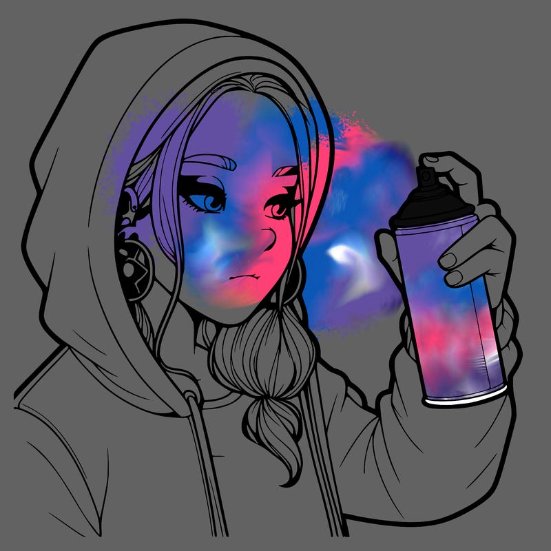 a realistic girl, spray painting