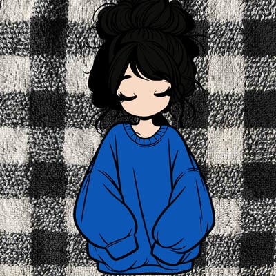 girl with baggy sweatshirt and messy bun