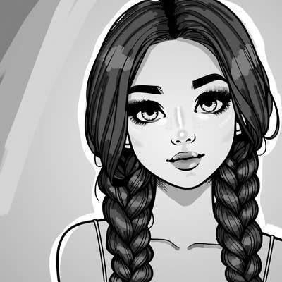 realistic girl with braids