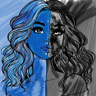 realistic girl with wavy hair and lips