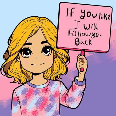 realistic girl holding up a sign