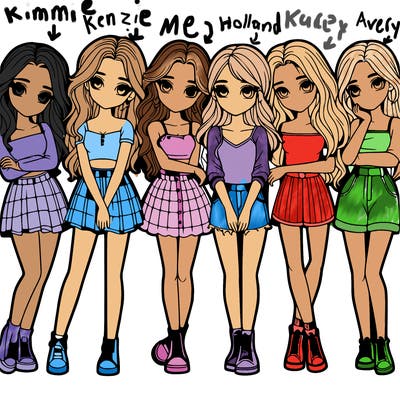 a group of girls realistic