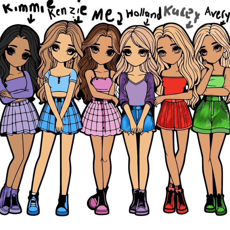 a group of girls realistic