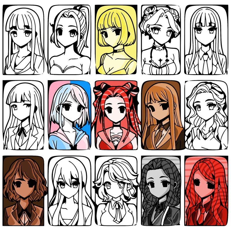 girls that look diffrent anime