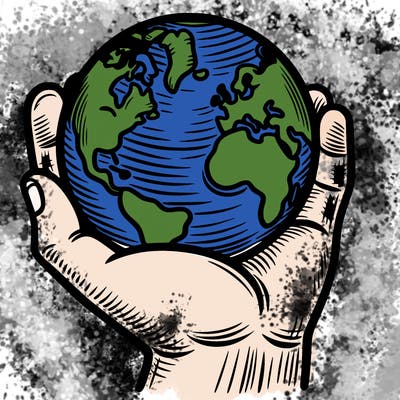 hand holding earth