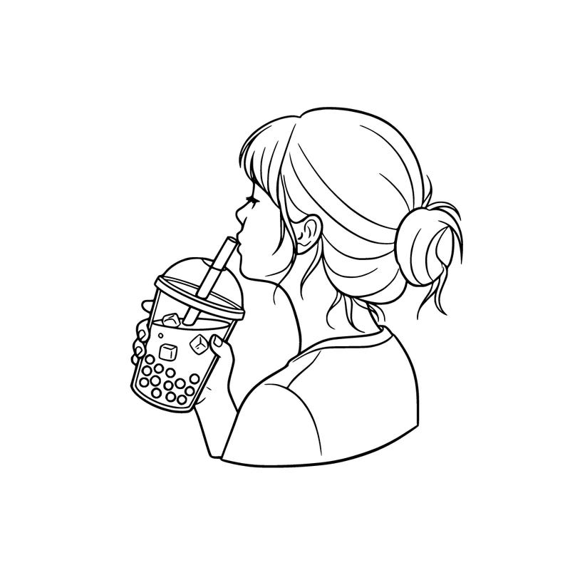 make a girl drinking boba