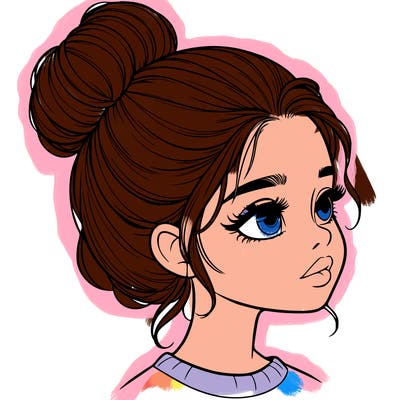 realistic girl with bun