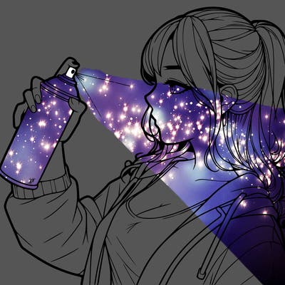 a realistic girl spray, painting