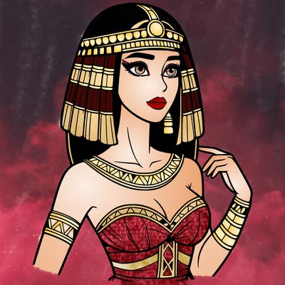 realistic woman wearing a cleopatra costume