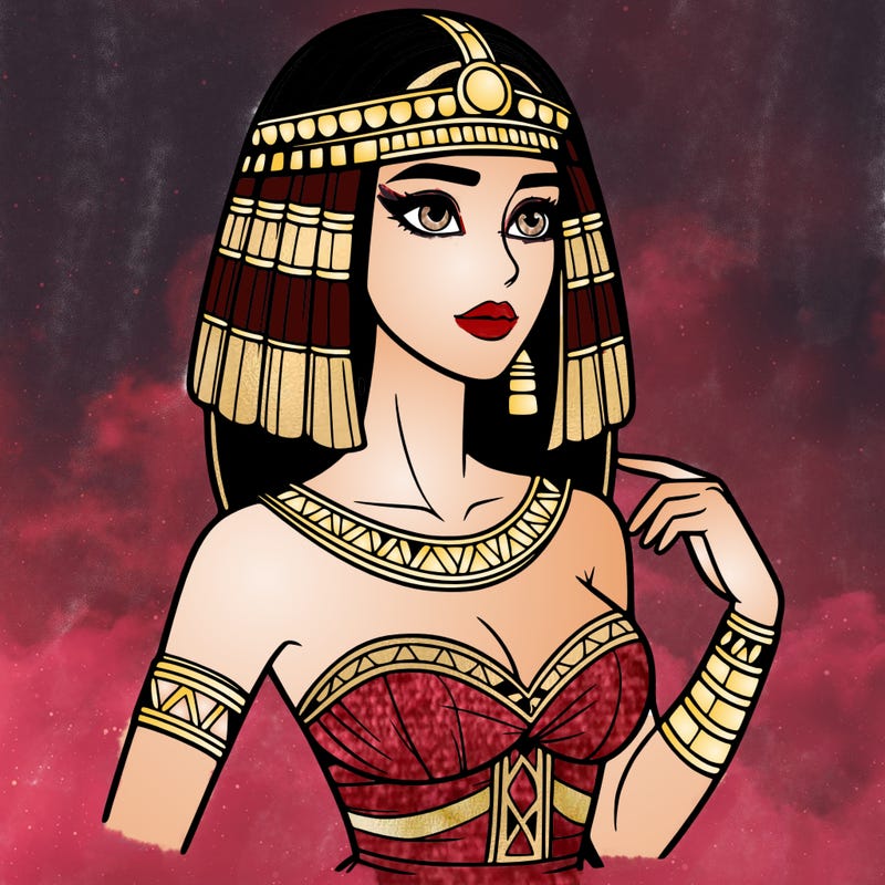 realistic woman wearing a cleopatra costume