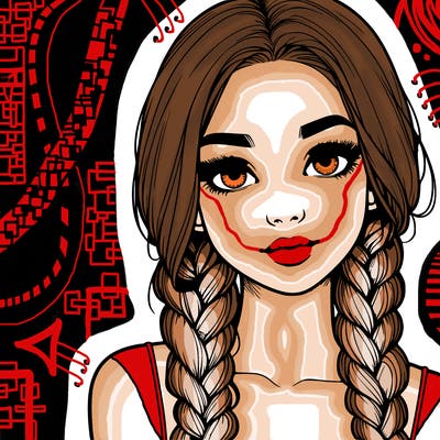 realistic girl with braids