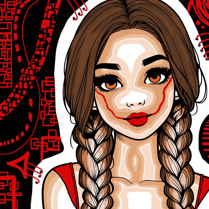 realistic girl with braids