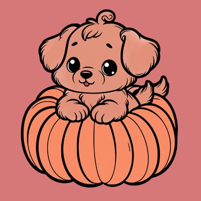 cute little puppy in a pumpkin