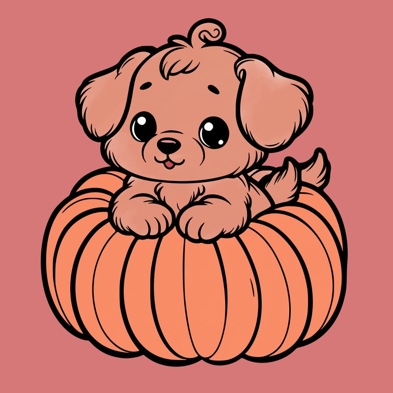 cute little puppy in a pumpkin