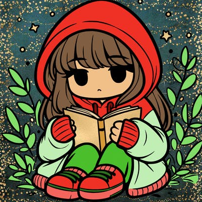 girl in oversized hoodie reading a book