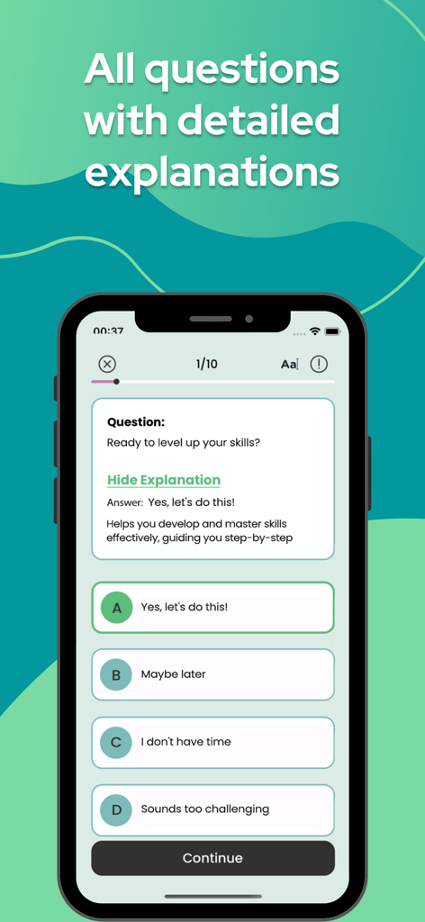 CNM Midwifery Exam Prep app screen showing a practice question with a detailed explanation