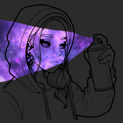 a realistic girl, spray painting