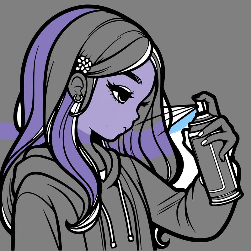 a realistic girl spray painting