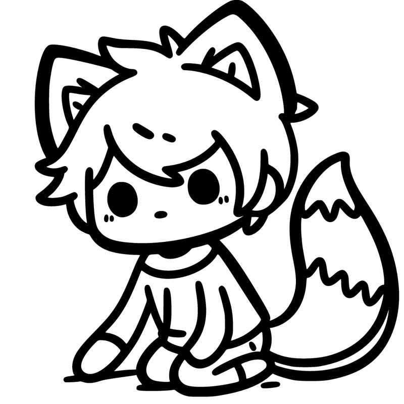 someone with fox ears and tail