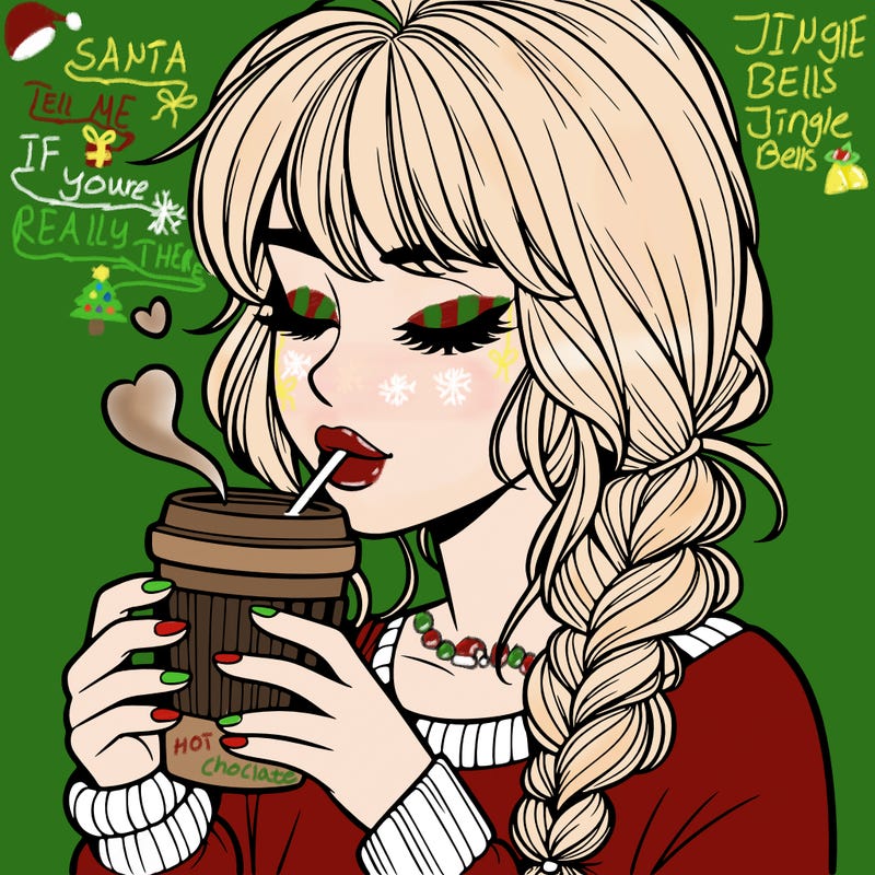 realistic girl drinking coffee