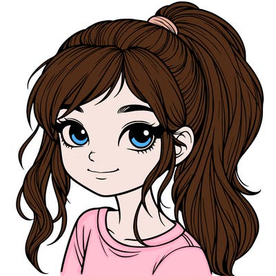 realistic girl with ponytail