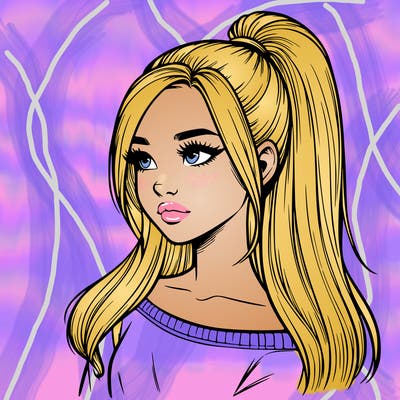 realistic girl with a high ponytail