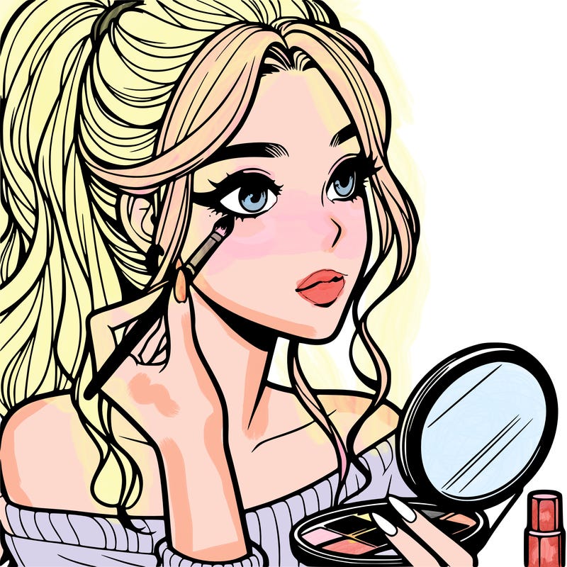 a realistic girl doing her makeup
