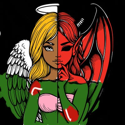 realistic angel half demon