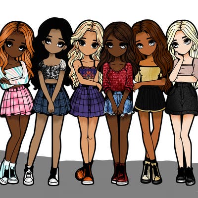 a group of girls realistic