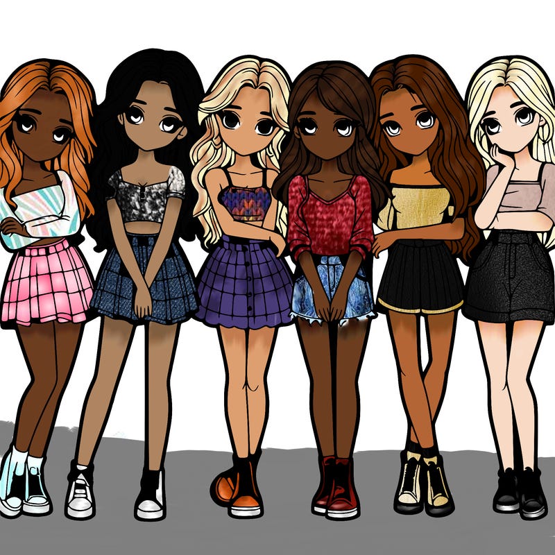 a group of girls realistic