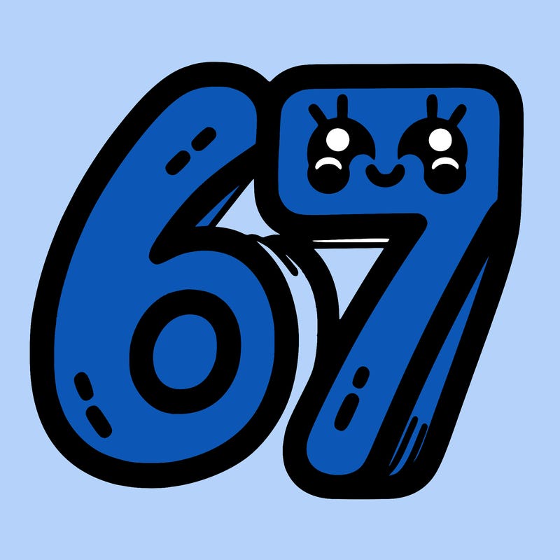 the numbers 67