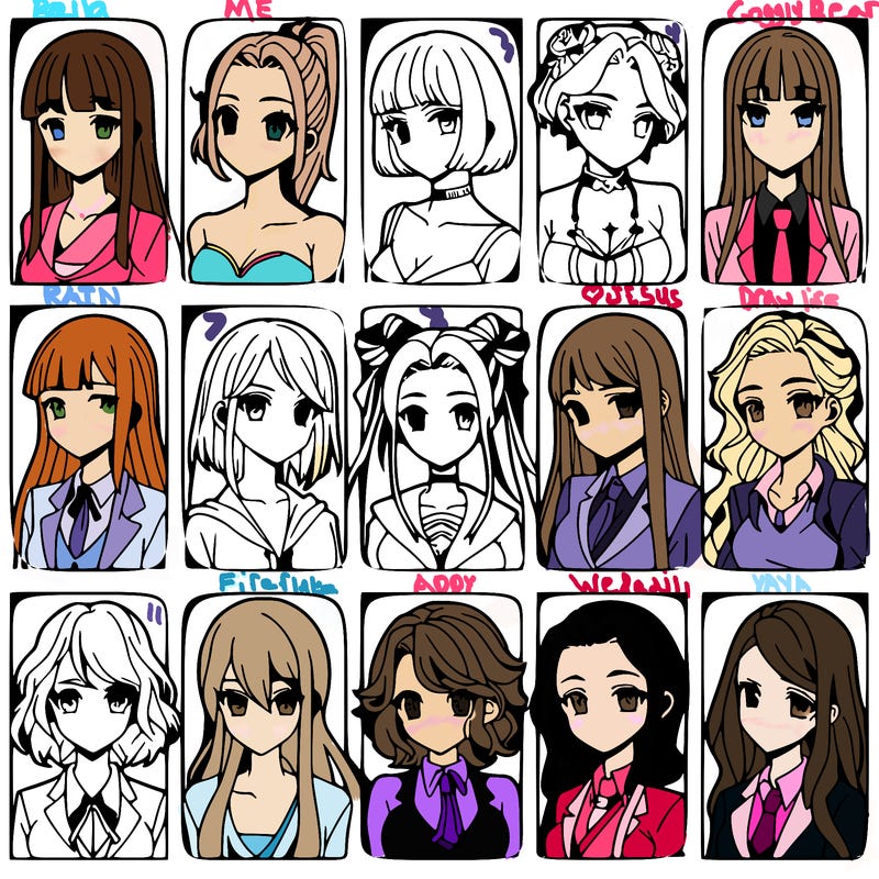 girls that look diffrent anime