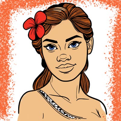 a realistic polynesian woman with a samoan pacific look and a taupou