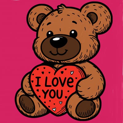 teddy bear holding an i love you heart