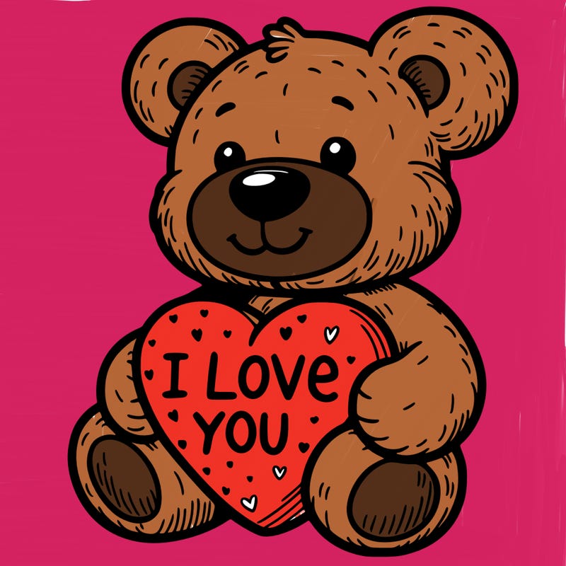 teddy bear holding an i love you heart