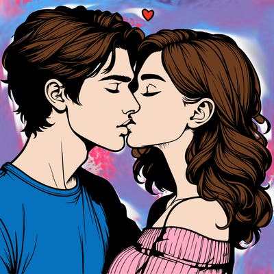 realistic couple kissing