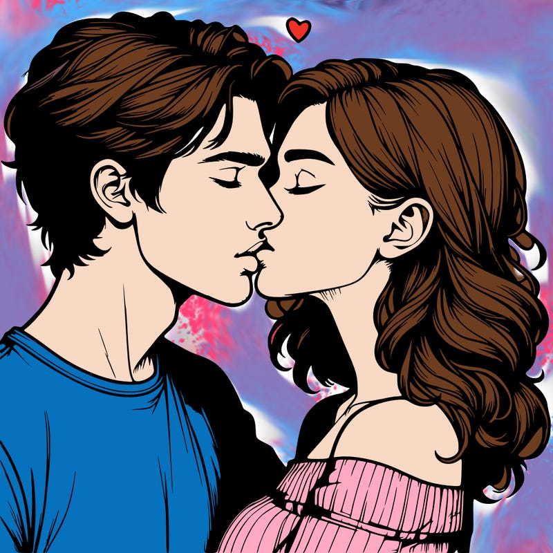 realistic couple kissing