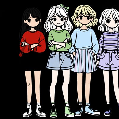 a group of girls standing