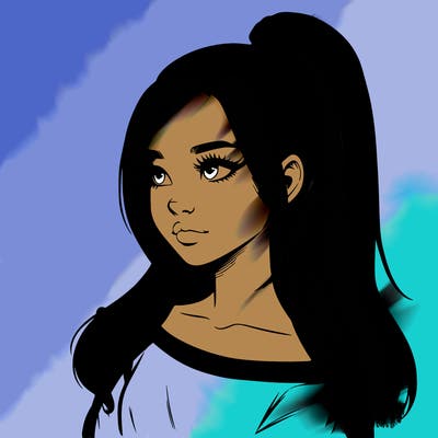 realistic girl with a high ponytail