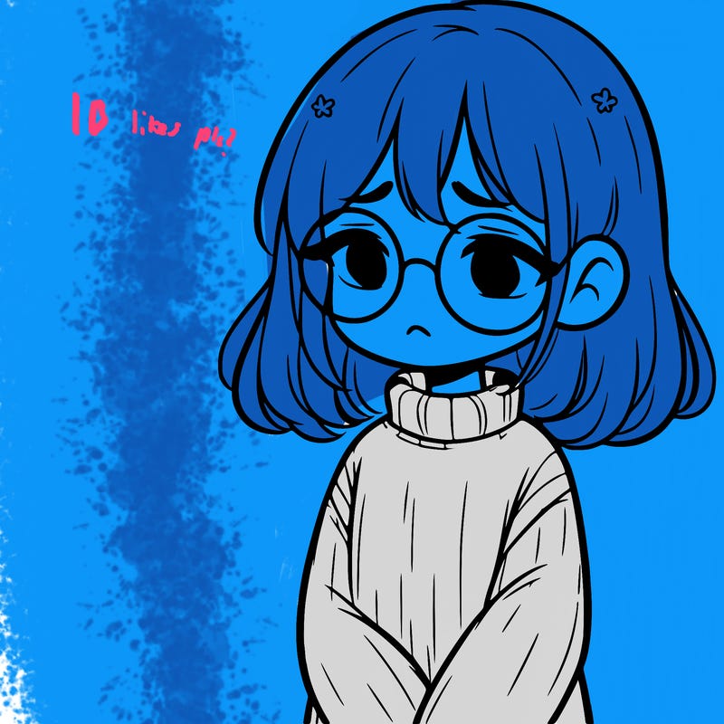 sad girl with glasses in a sweater