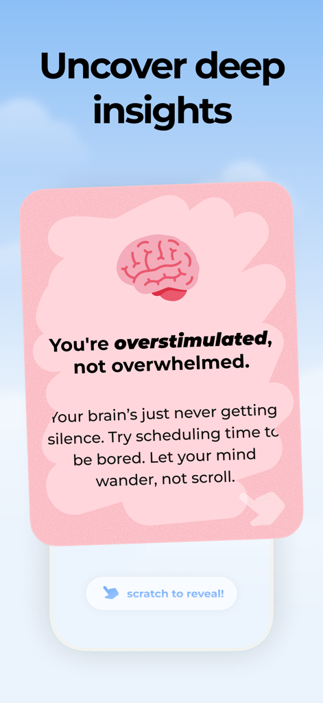 Confide - Video Journal - Mental health insight card in the Confide app explaining the difference between overstimulation and being overwhelmed.