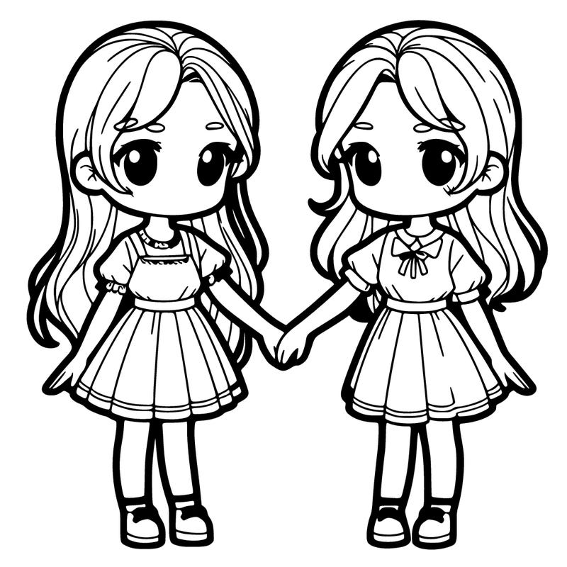 2 girls who are holding hands realistic