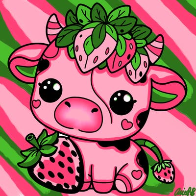 cute strawberry cow