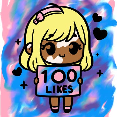 cute girl holding up a sign that says 100 likes