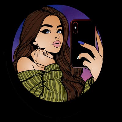 realistic girl taking mirror selfie beautiful