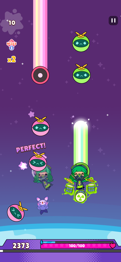 Una ragazza magica che combatte nemici a tempo di musica in Crunchyroll Sweet Sins 2.