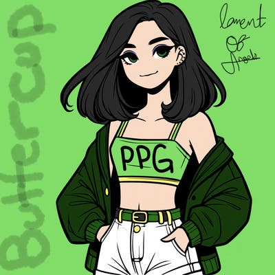 a realistic girl with a crop top and short shorts in an open jacket